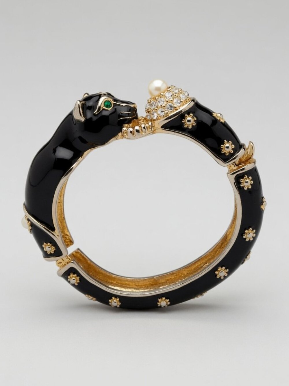 ICONIC Kenneth J Lane GOLD BLACK ENAMEL Panthère Bracelet / CUFF | Panther CUFF
